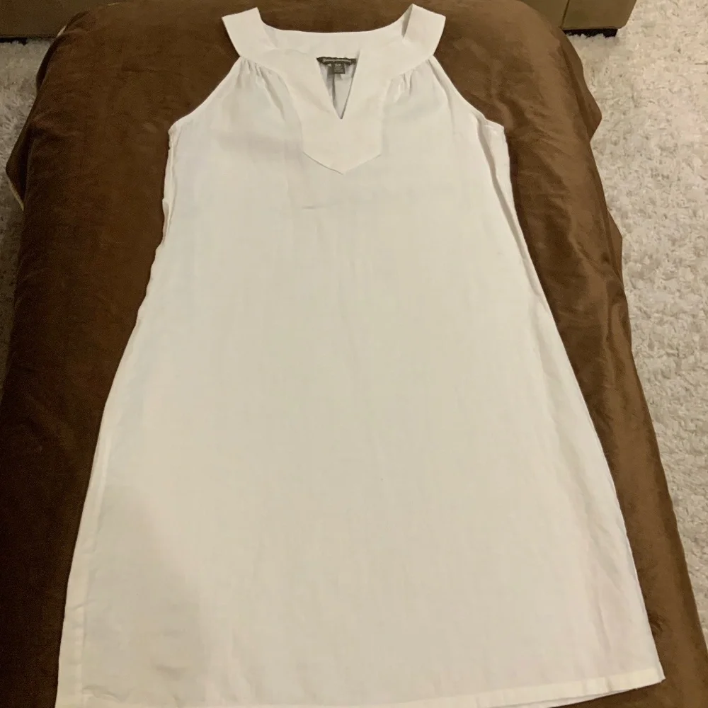 Tommy Bahama White S Linen Sheath Dress Coastal Cottagecore Minimalist Classic - Picture 3 of 9